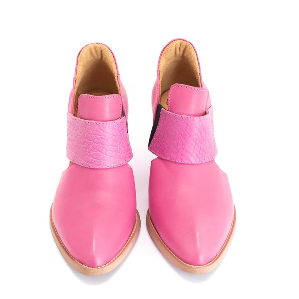 John Fluevog Bold Pink Ankle Booties